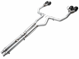 AWE Track Edition Exhaust for S650 Ford Mustang Dark Horse - Quad Diamond Black Tips