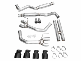 AWE Track Edition Exhaust for S650 Ford Mustang Dark Horse - Quad Diamond Black Tips