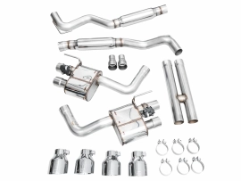 AWE SwitchPath Exhaust for S650 Ford Mustang Dark Horse - Quad Chrome Silver Tips