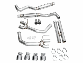 AWE Track Edition Exhaust for S650 Ford Mustang GT Fastback - Quad Chrome Silver Tips