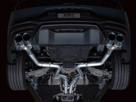 AWE Track Edition Exhaust for S650 Ford Mustang GT Fastback - Quad Chrome Silver Tips