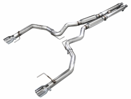 AWE Track Edition Exhaust for S650 Ford Mustang GT Fastback - Dual Chrome Silver Tips