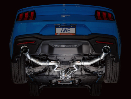 AWE Track Edition Exhaust for S650 Ford Mustang GT Fastback - Dual Chrome Silver Tips