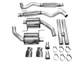 AWE Touring Edition Exhaust for S650 Ford Mustang GT Fastback - Dual Chrome Silver Tips