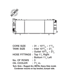 CSF 91-01 Cherokee (XJ) 2.5 & 4.0L LHD w/ filler neck (3-Row Copper Core) Radiator