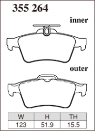 Dixcel Type ES Brake Pads - Mazda 3/Ford Focus/Volvo C30/S40/V50 (Rear)