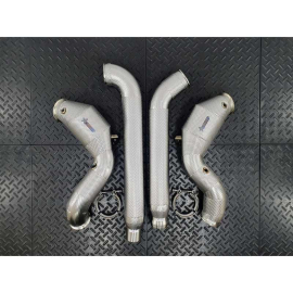 Redstar HJS HD 200CPSI 130mm Heat Shielded Downpipes - OPF Mercedes AMG GT GTS GTR GTC