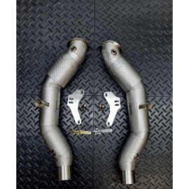 Redstar Stainless Steel Heat Shielded HJS HD 200CPSI 130mm Downpipes - Ferrari 488