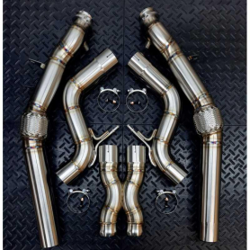Redstar HJS HD 200CPSI 130mm Heat Shielded Downpipes - Mercedes E500 / E550 M273 5.5