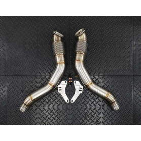 Redstar Stainless Steel Heat Shielded Catless Downpipes - Ferrari 488