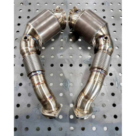 Redstar HJS HD 200CPSI 130mm Heat Shielded Downpipes - BMW X5M E70 / X6M E71