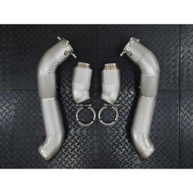 Redstar Stainless Steel HJS HD 200CPSI 130mm Extended Downpipes - Mclaren 765LT